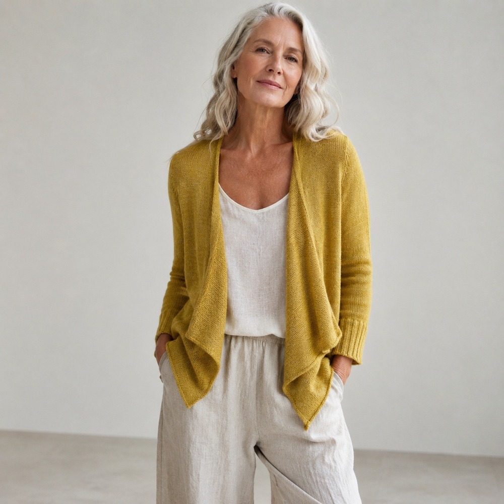 Eileen Fisher Hemp Open Cardigan Sweater Marigold Sz M